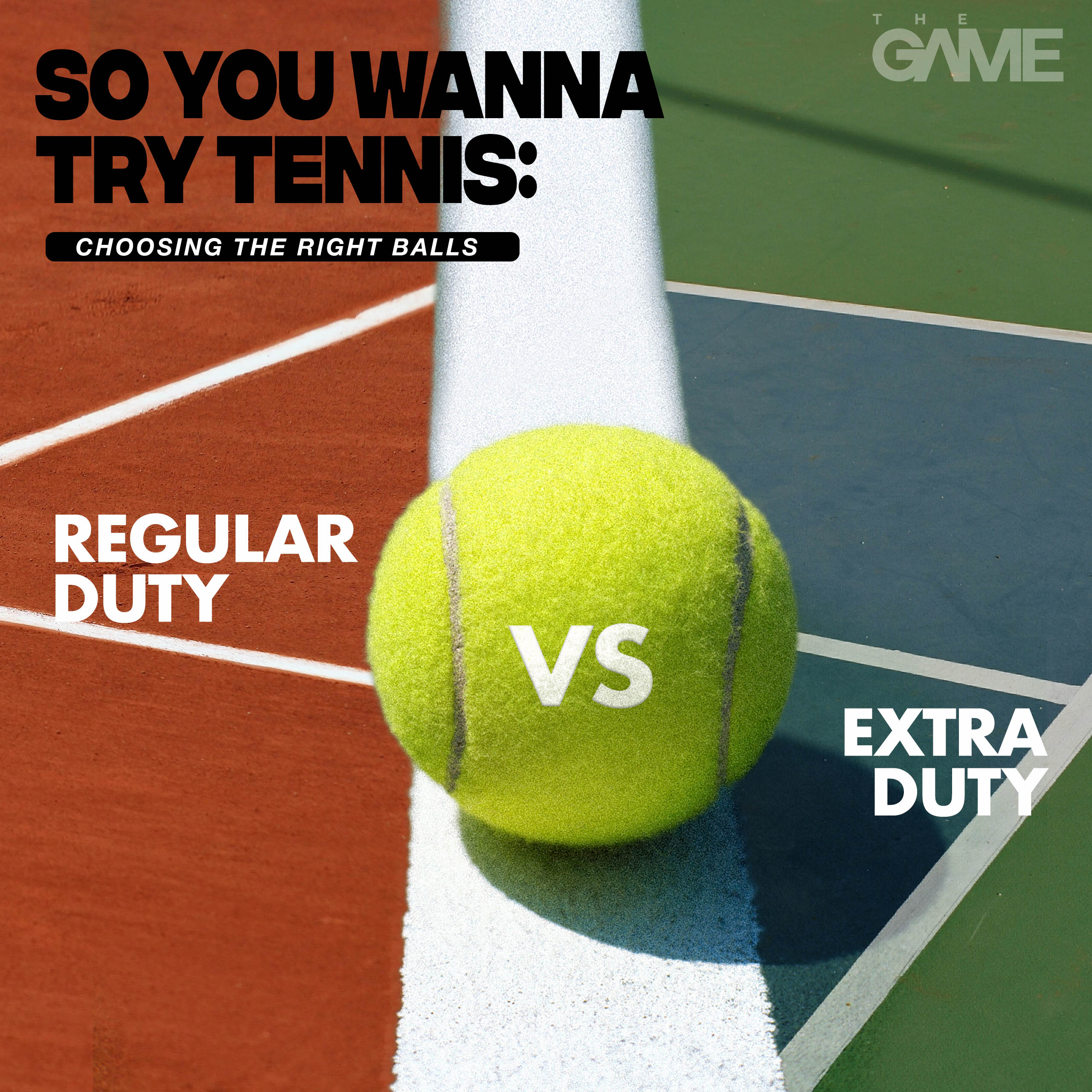 There are two main kinds of tennis balls: Regular Duty and Extra Duty.