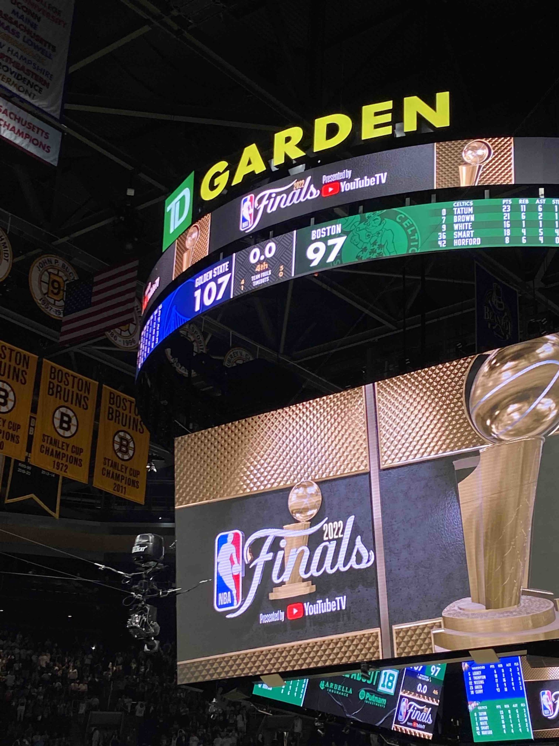 The final score at TD Garden for Game 4.