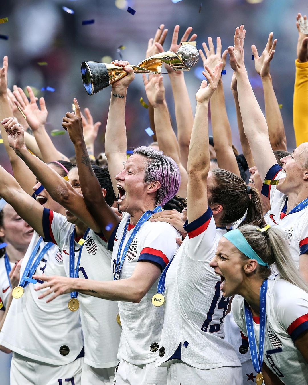 The United States lifting their fourth Women's World Cup trophy